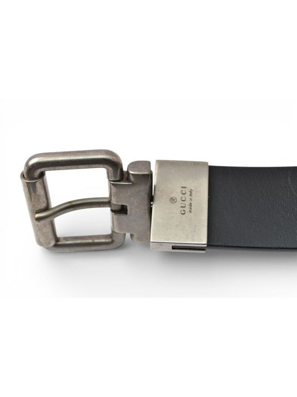 Gucci Belt Reversible 85 Leather Sherry Line Black Green Red - Picture 12 of 13